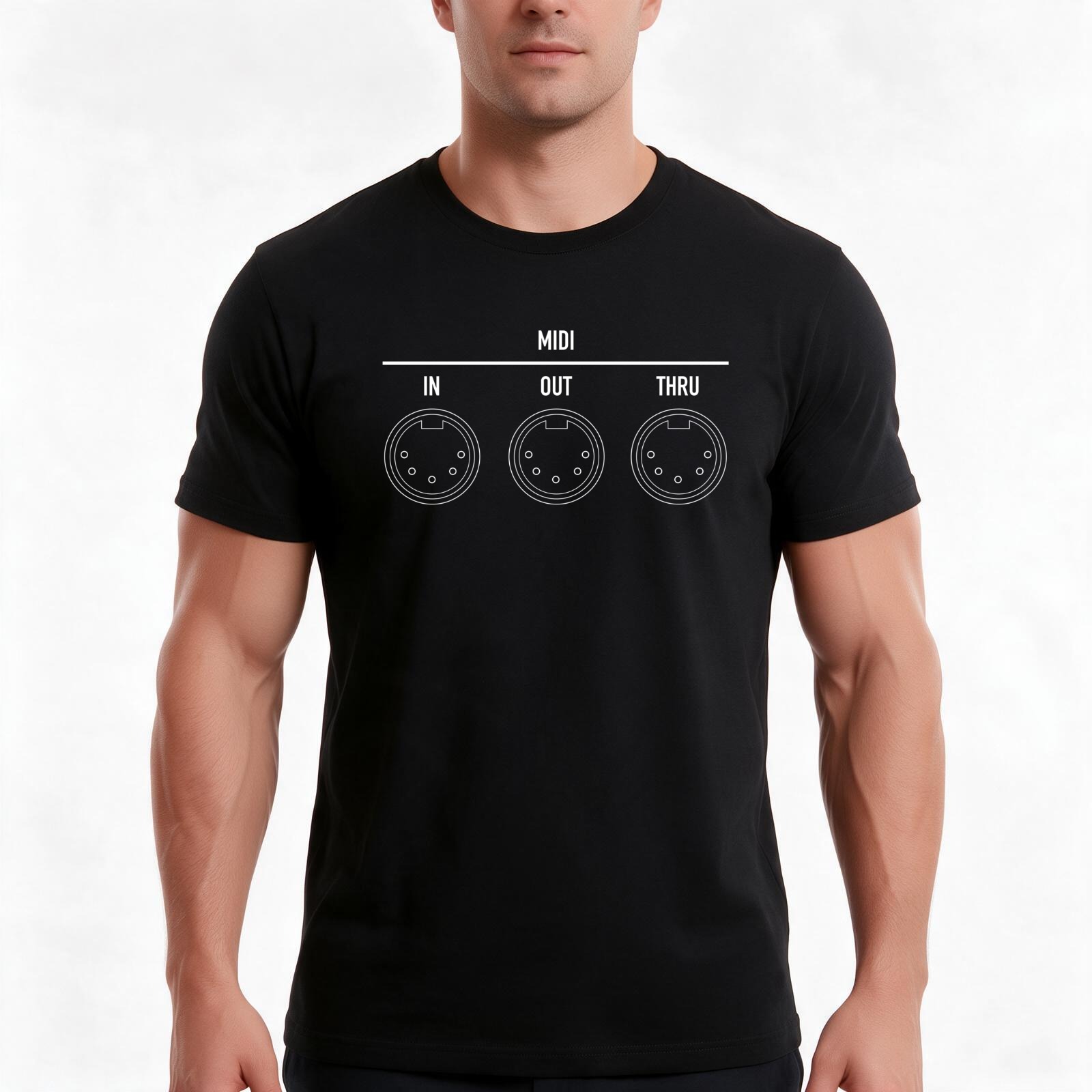 Musical Instrument Digital Interface - 音楽インターフェース対応デジタル楽器（MIDI）デザインの白いTシャツ、夏用のカジュアルなコットンTシャツ、オーバーサイズのストリートウェアトップス、素材は100％コットン。