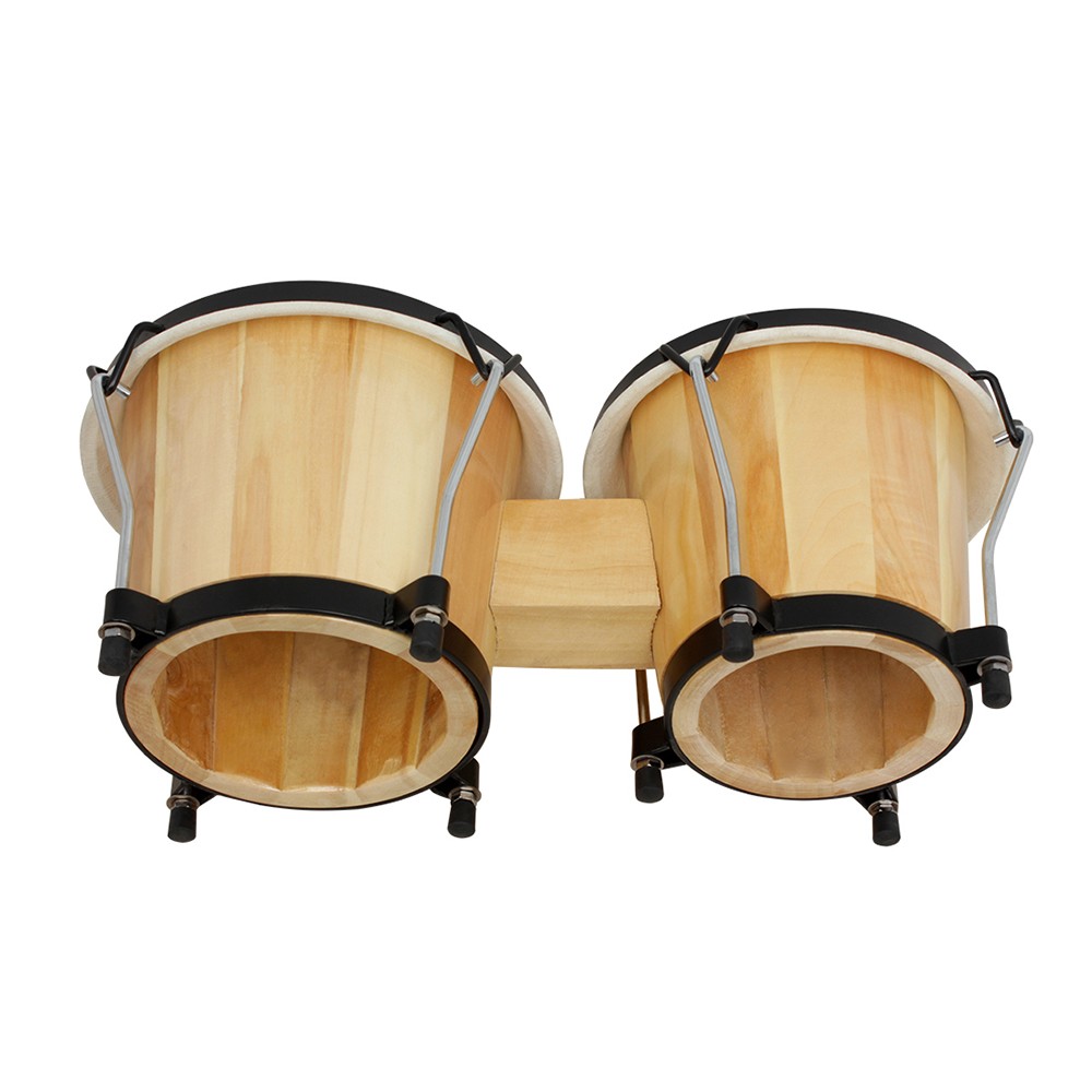 Bongo Drum Set - 木製ボンゴドラムセット 5.5インチ＆6インチ ナチュラルパーカッション楽器 チューニングレンチ付き