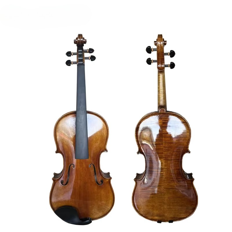 Musical Instrument Viola - アンティークスタイルのヴィオラ、手磨きニス仕上げ、4弦木製楽器、中級音楽家練習用