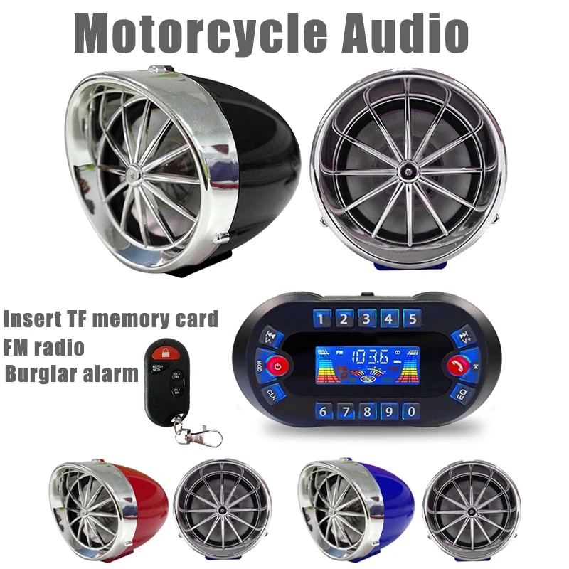 Musical Instrument Amplifier - オートバイ用Bluetoothスピーカーアンプ,mp3音楽プレーヤー,USB,FMラジオ,ステレオスピーカー,バーglarアラーム送信機,2.1a,mt730