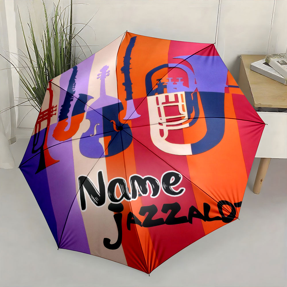 名前入りの傘、「音楽好きのためのカラフルなジャズ楽器デザイン - Musical Instrument And Name のレビューと価格