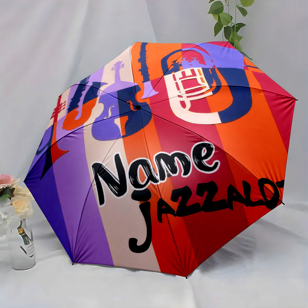 名前入りの傘、「音楽好きのためのカラフルなジャズ楽器デザイン - Musical Instrument And Name のレビューと価格