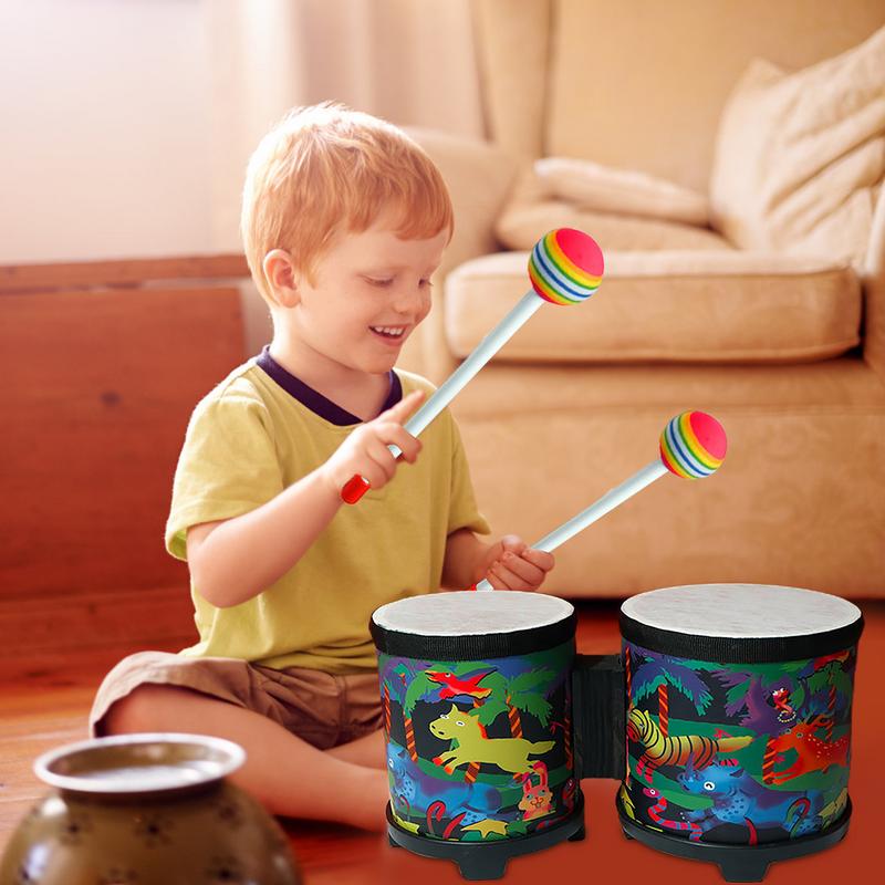 子供のための手作りのドラム,さまざまな色の楽器 - Bongo Drum Set のレビューと価格
