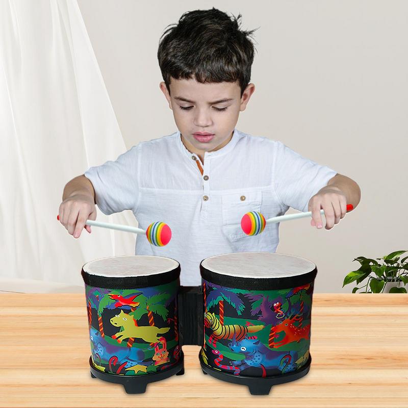 子供のための手作りのドラム,さまざまな色の楽器 - Bongo Drum Set のレビューと価格