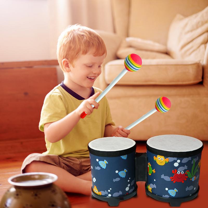 子供のための手作りのドラム,さまざまな色の楽器 - Bongo Drum Set のレビューと価格