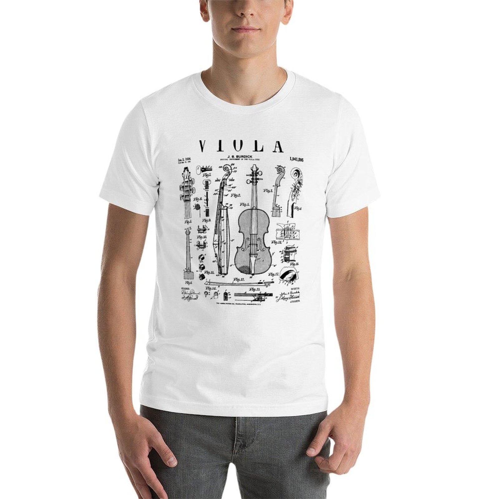 ヴィオラ奏者ミュージシャン楽器ヴィンテージ特許Tシャツ男性T - Musical Instrument Viola のレビューと価格
